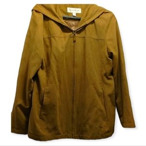 Jones New York Hooded Jacket Tan Sz M